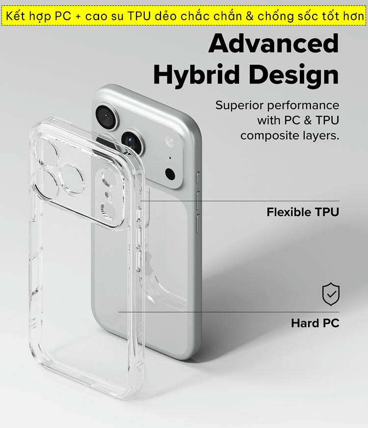 Ốp lưng iPhone 17 Pro Max Ringke Fusion trong suốt chống sốc 6